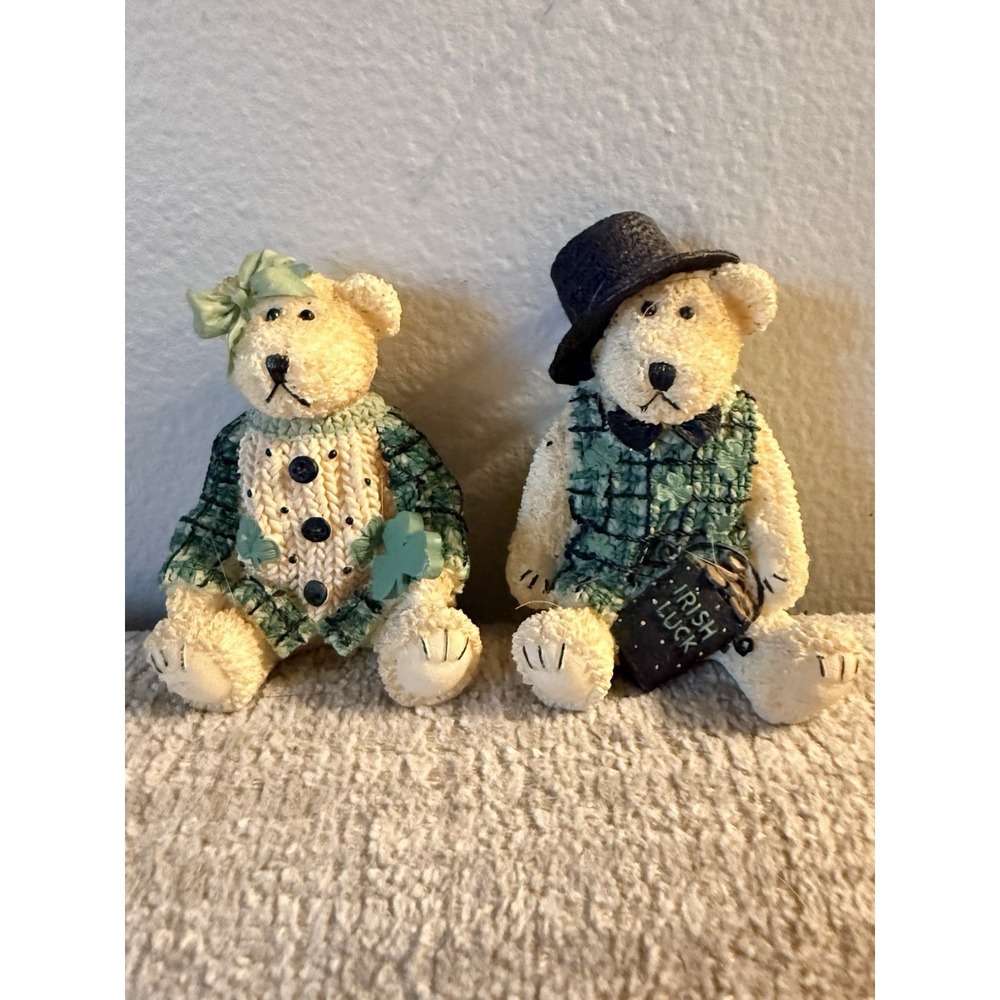 Artisan Flair Teddy Bear St Patrick's‎ Day Irish Ceramic Resin Figurine Trinket